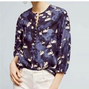 Anthropologie Maeve Bethesda Swan Blouse